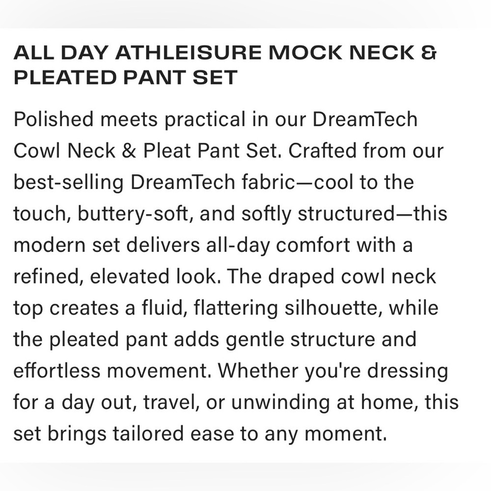 Softies DreamTech Mock Neck with Pleated Pant in Almond- Size M - New With Tags - Picture 5 of 7